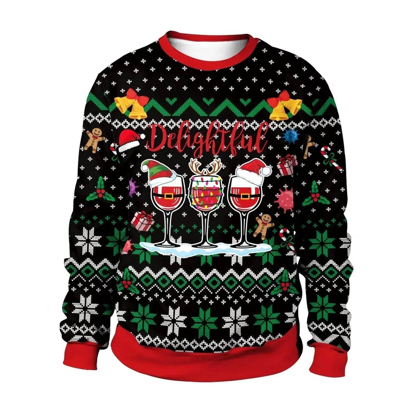Men And Women Digital Printing Christmas Round Neck Sweater Tops - www.Shopthatapp.com