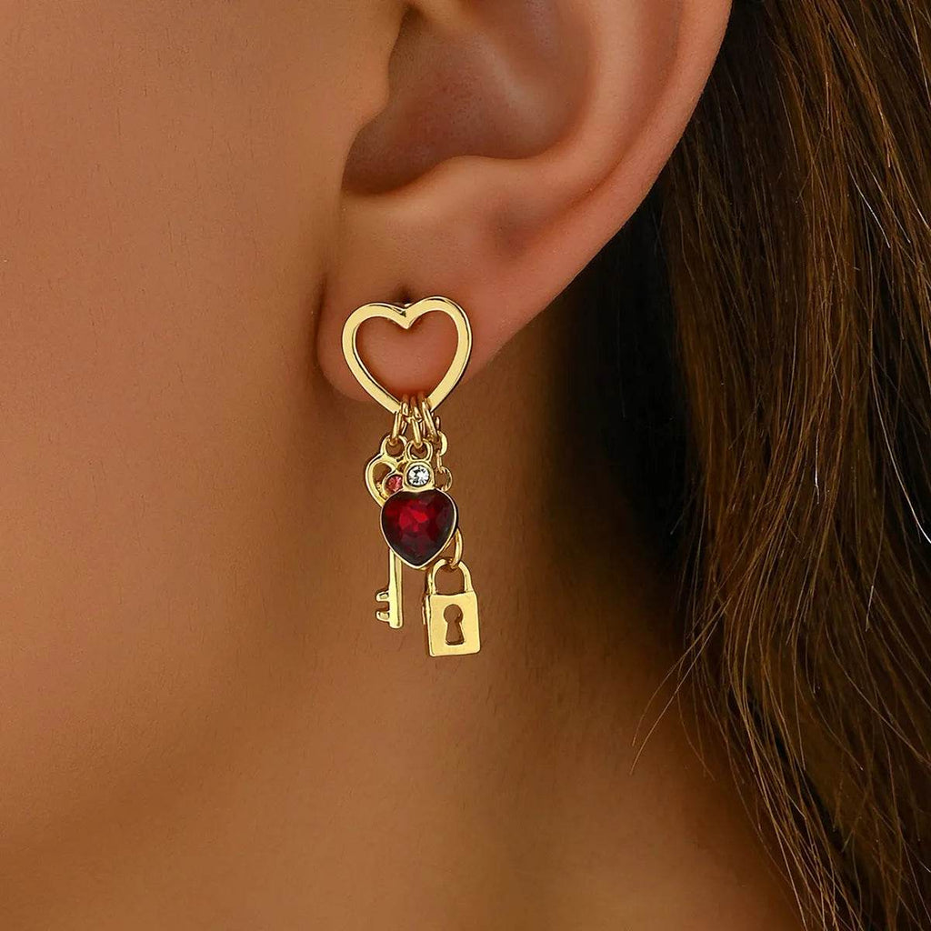 Simple Love Female Diamond Lock-shaped Special-interest Earrings - www.Shopthatapp.com