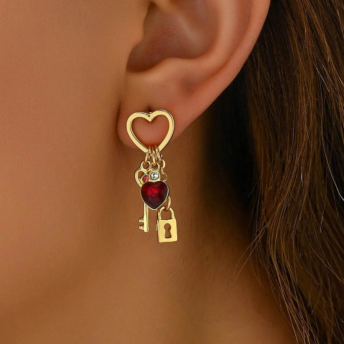 Simple Love Female Diamond Lock-shaped Special-interest Earrings - www.Shopthatapp.com