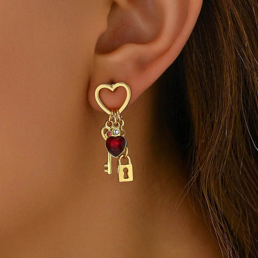 Simple Love Female Diamond Lock-shaped Special-interest Earrings - www.Shopthatapp.com