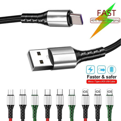 Nylon Braided Mobile Phone Fast Charging Cable - www.Shopthatapp.com
