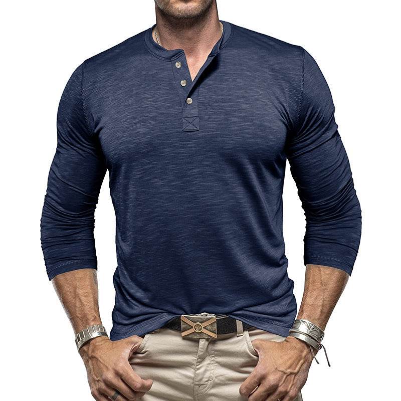 Men's Long-sleeved Henry Collar T-shirt - www.Shopthatapp.com