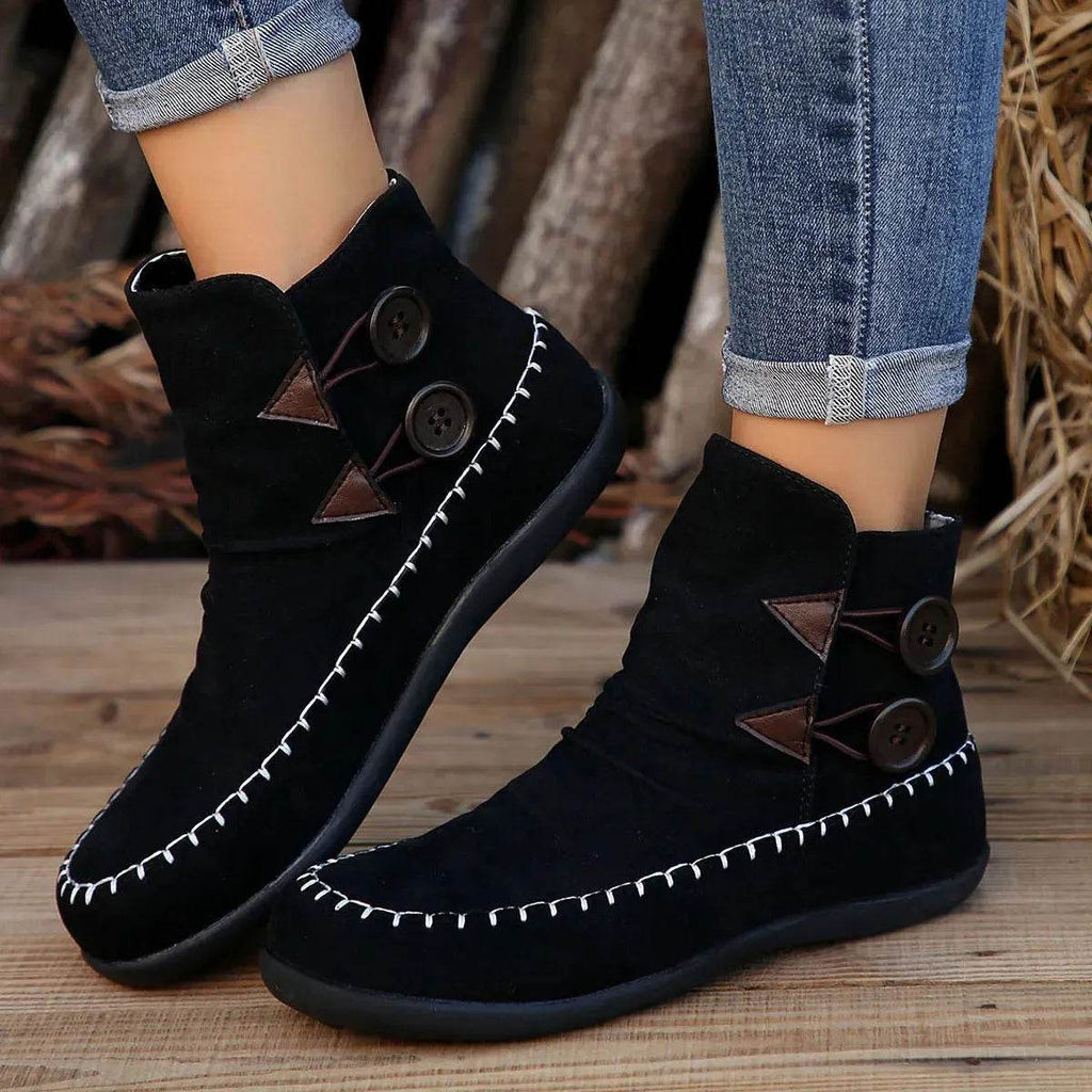 Button Design Ankle Boots For Women Autumn And Winter - www.Shopthatapp.com