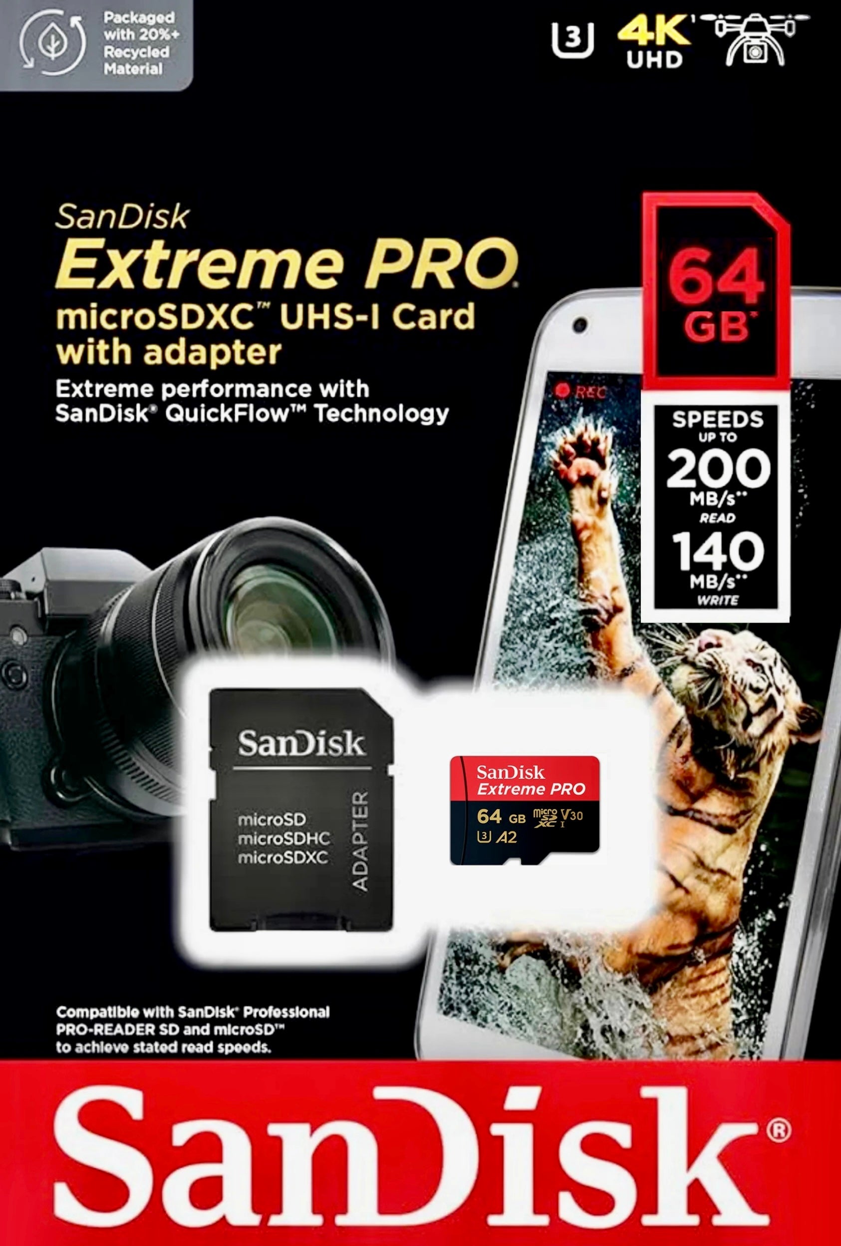 TUTT 3 in 1 | SanDisk Extreme PRO®  64/128/256/512GB 1TB Ultra microSDXC MicroSD Memory Card Speed 200MB/s Read | 90MB/s + Lightning to SD Card iPhone iPad + 2-in-1 SD Card Reader USB3.0 5Gbps - www.Shopthatapp.com