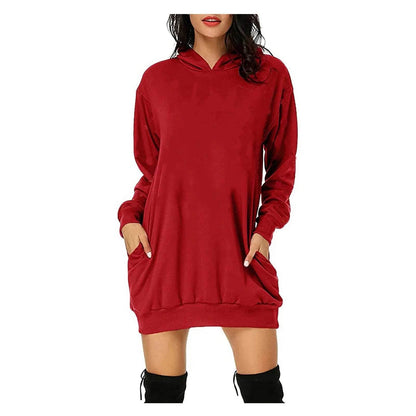 Women Solid Color Hat Dress Sweater Loose Feature Long Sleeves - www.Shopthatapp.com