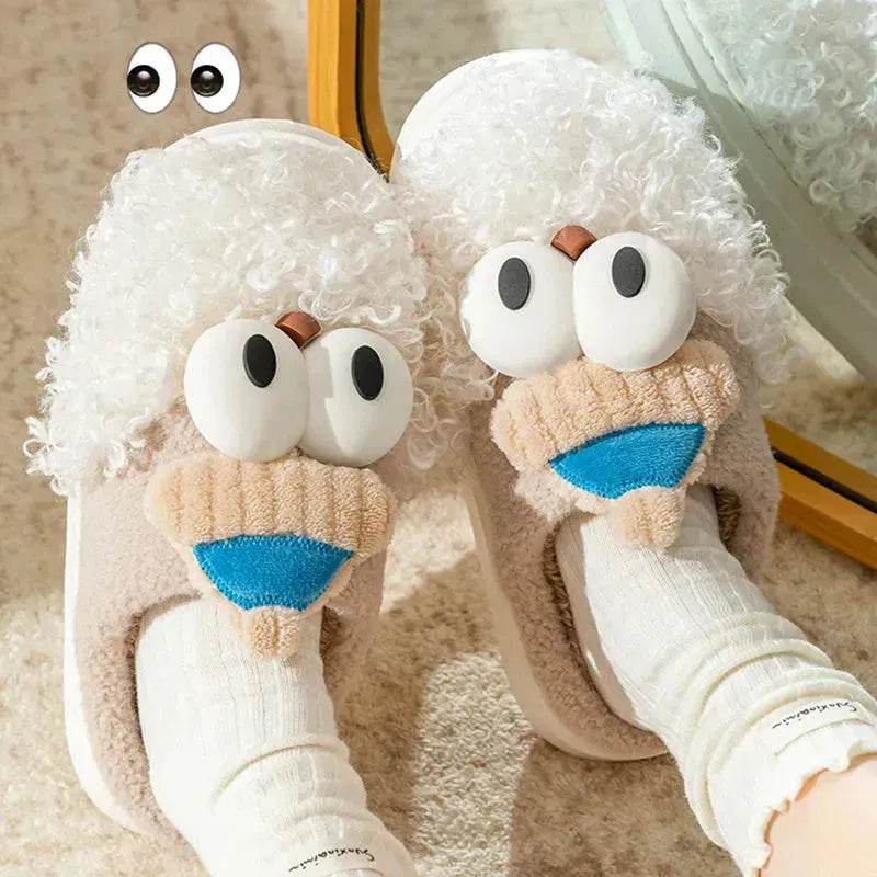 Cartoon Bearded Santa Claus Slippers Home Warm Non-slip Plush   Cotton Shoes Christmas Couple Floor Bedroom Slipper Women Men - www.Shopthatapp.com