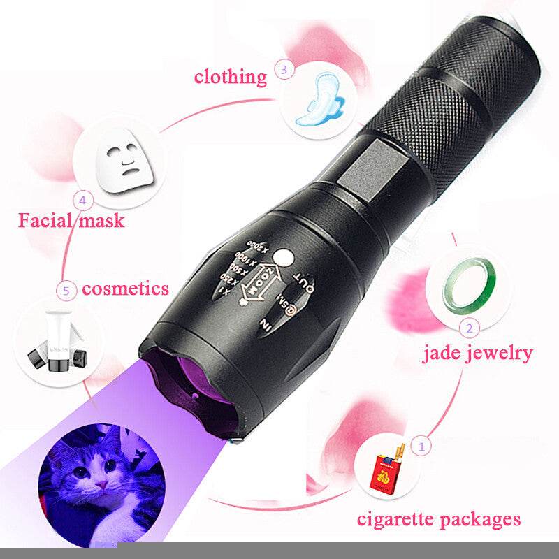 UV Torch Ultra Violet Flashlight Zoomable Blacklight Lamp LED Super Bright 250000lm 2 In 1 395nm Mini Pocket Inspection Light 2 Pack - www.Shopthatapp.com