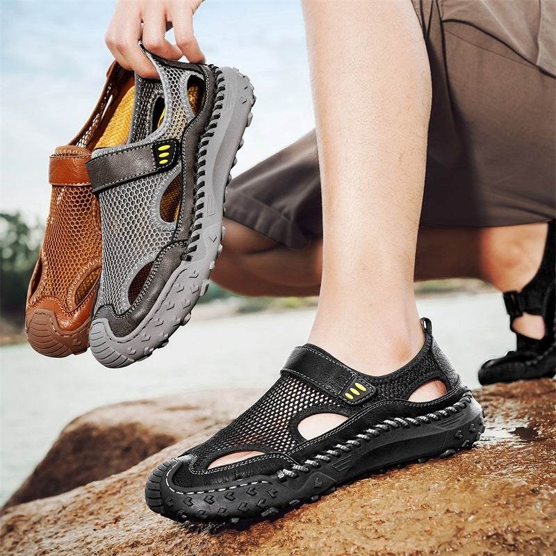 Summer Outdoor Casual Hollow Mesh Surface Breathable Men's Sandals - www.Shopthatapp.com
