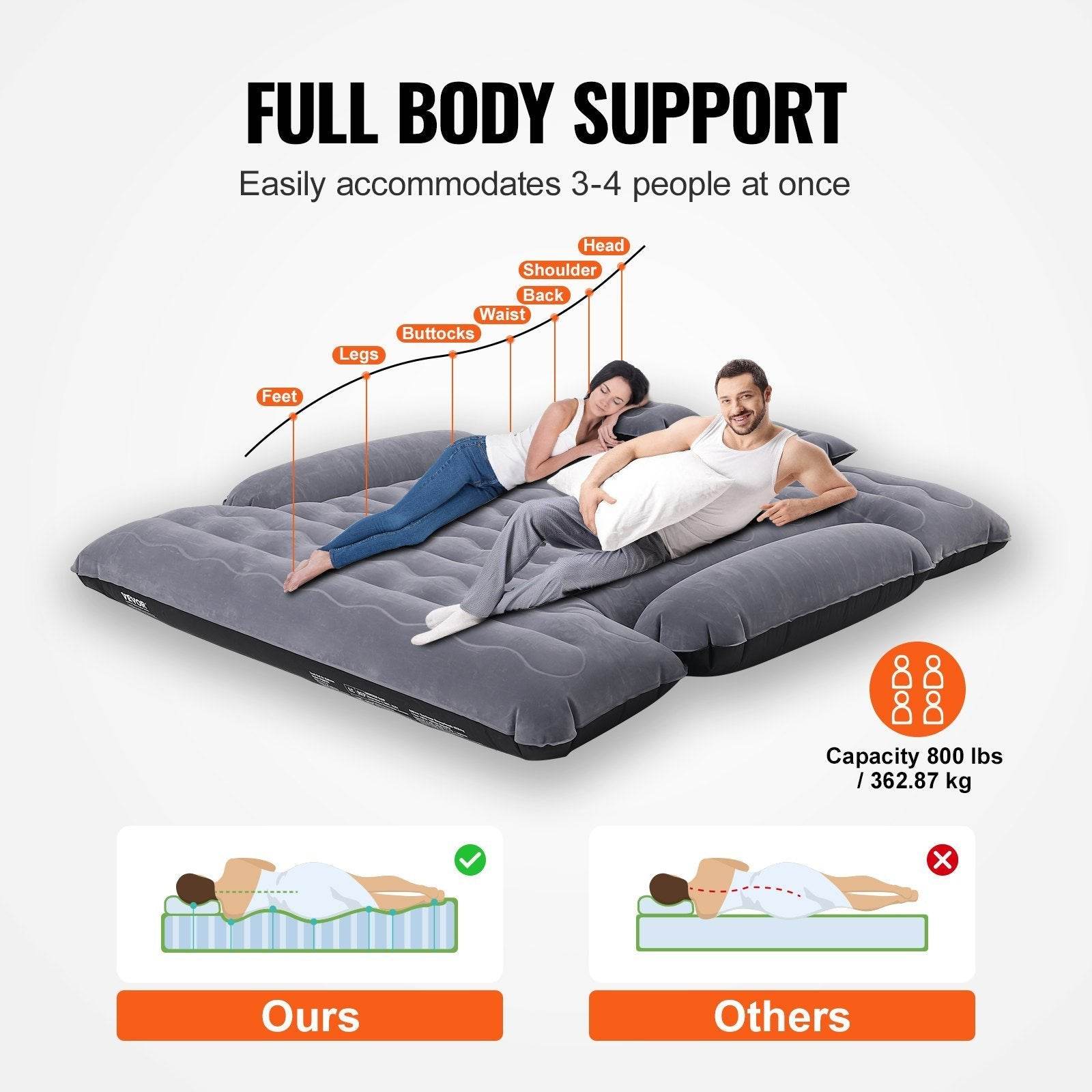 Truck Bed Air Mattress, For 6-6.5 Ft Full Size Truck Beds, Inflatable Air Mattress Camping Bed With 12V Air 2 Pillows, Carry Bag, For Chevrolet Silverado, Dodge Ram, Ford - www.Shopthatapp.com