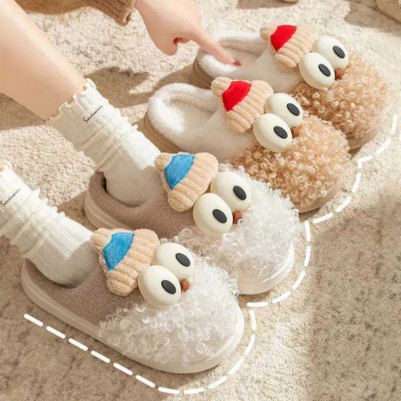 Cartoon Bearded Santa Claus Slippers Home Warm Non-slip Plush   Cotton Shoes Christmas Couple Floor Bedroom Slipper Women Men - www.Shopthatapp.com