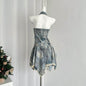 Waist-tight Halter Denim Dress Women's Distressed Retro Slimming Skirt - www.Shopthatapp.com