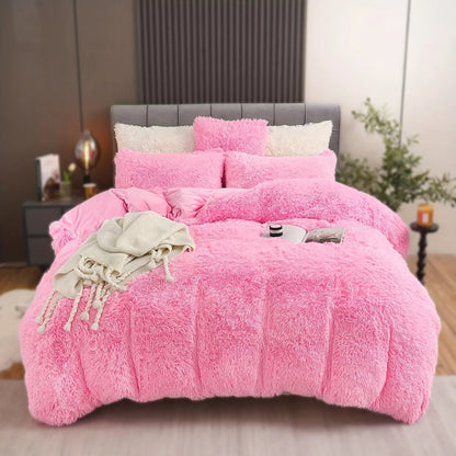 4PCs Plush Duvet Cover Set Luxury Ultra Soft Velvet Duvet - www.Shopthatapp.com