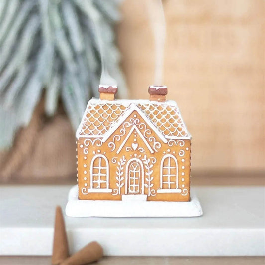Christmas Snow Top Resin Ginger Cake Cottage Incense Burner - www.Shopthatapp.com