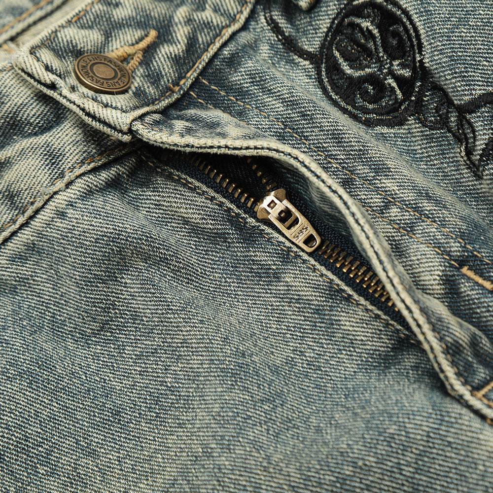 Hole Denim Men Trousers Heavy Industry Washing Jeans