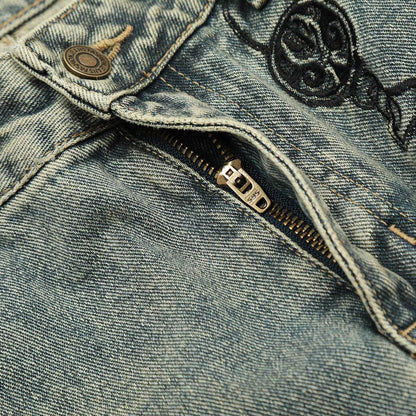 Hole Denim Men Trousers Heavy Industry Washing Jeans