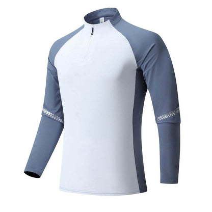 Mock Neck Half Zip  Workout top for Men Long Sleeve exercise top - www.Shopthatapp.com