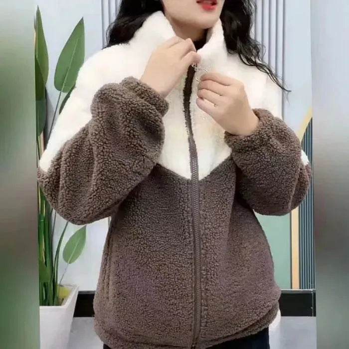 Fashionable  Women's Woolen Jacket Zip up Thickened Winter coat - www.Shopthatapp.com