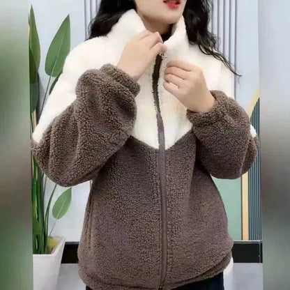 Fashionable  Women's Woolen Jacket Zip up Thickened Winter coat - www.Shopthatapp.com