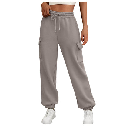 Women's Sweatpants Fleece Lined Baggy Athletic Jogger Trousers With Pockets Fall Casual Trendy Cargo Pants Fall Outfits - www.Shopthatapp.com