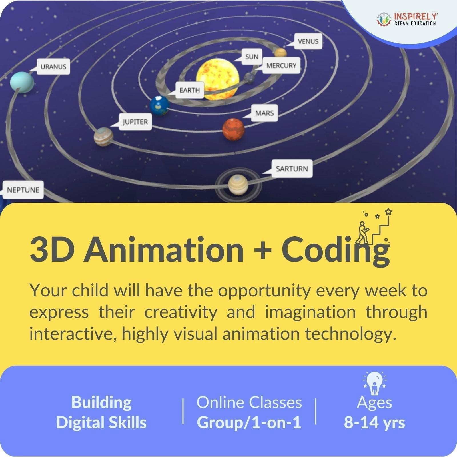 3D Animation Coding | For children ages 8-14 Yrs | Weekly Classes | Monthly Fee - www.Shopthatapp.com
