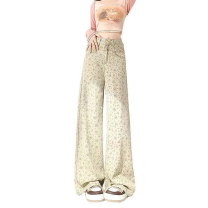 Mint Mambo Green Floral Baggy Jeans Pant For Women - www.Shopthatapp.com