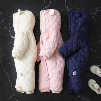 Hooded Fleece-lined Thick Baby Winter Romper Puffer Overall Jumpsuit - www.Shopthatapp.com