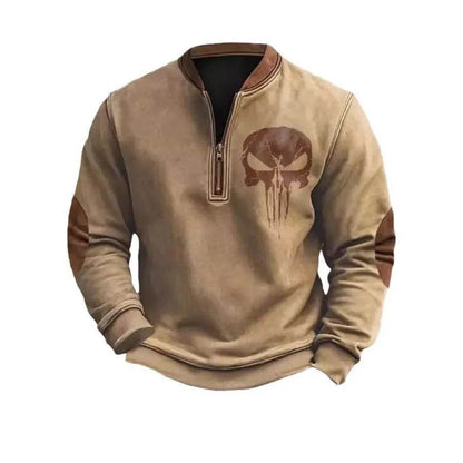 Casual 3D Digital Printing Stand Collar Men's Street Quarter Zip Sweatshirt top - www.Shopthatapp.com