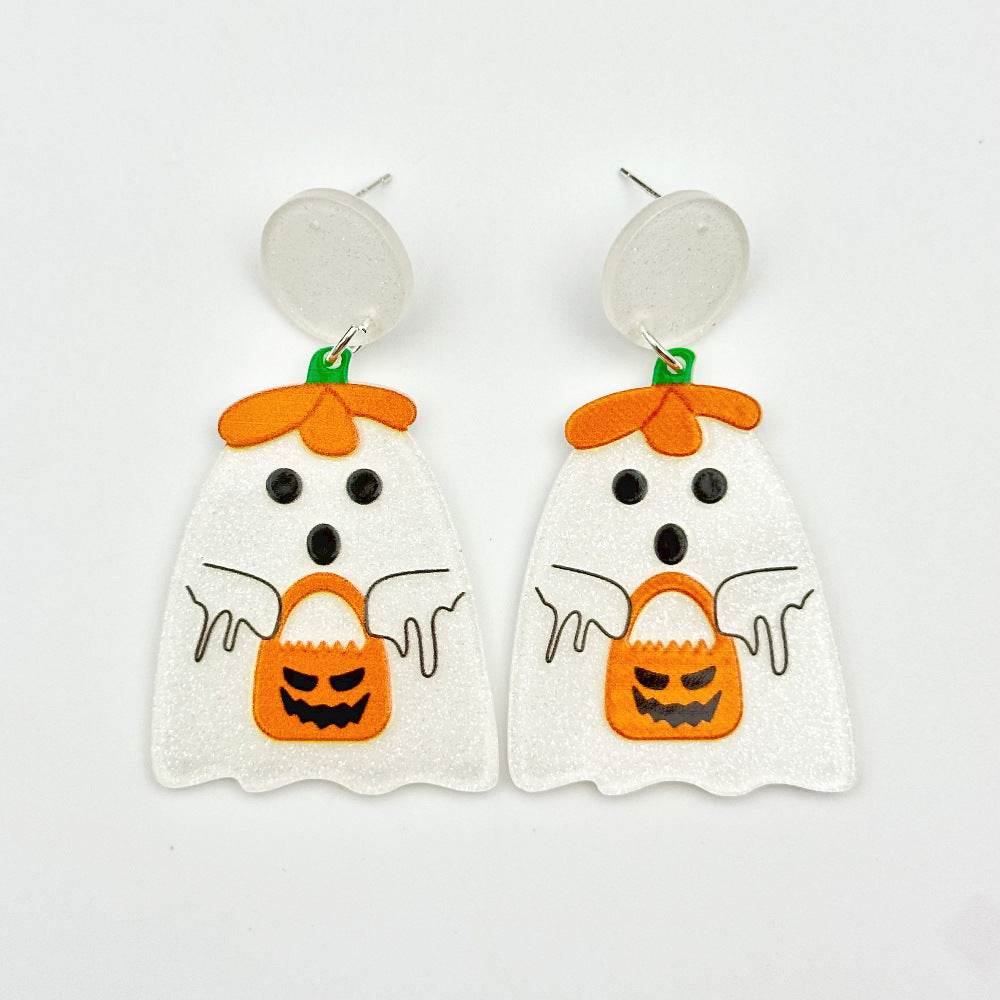 Halloween Day Ornament Colorful Ghost Eyes Funny Acrylic Earrings For Women - www.Shopthatapp.com