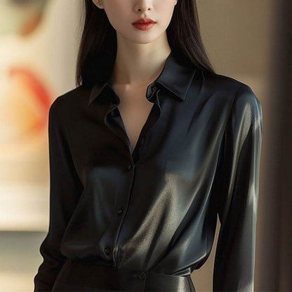 Professional Office Business Retro Unique Chic Satin Silk Blouse shirt Top for women - www.Shopthatapp.com