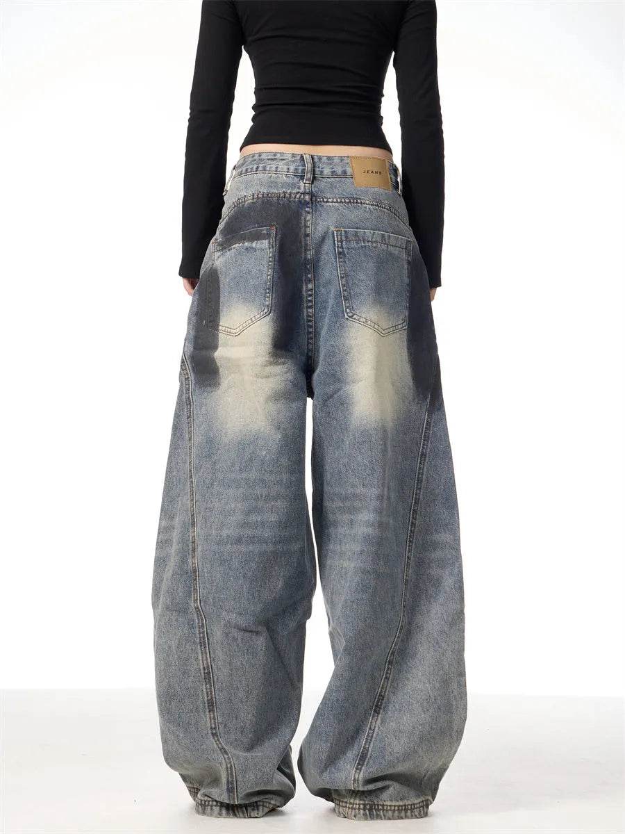 Splash Ink Ripped Machete Baggy Jeans Pant For Women Loose-fitting Wide-leg Trousers - www.Shopthatapp.com