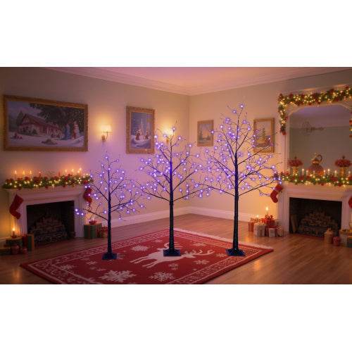 3 Pac Halloween Spooky Tree With Purple Lights, 4FT 5FT And 6FT, Lighted Black Tree For Halloween Decoration - www.Shopthatapp.com