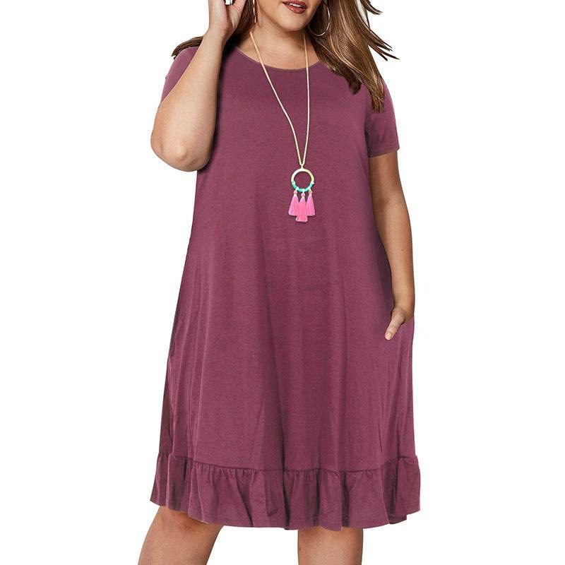 Plus Size Summer Dresses Round neck Short Sleeve Mini dress