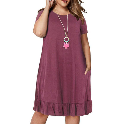 Plus Size Summer Dresses Round neck Short Sleeve Mini dress