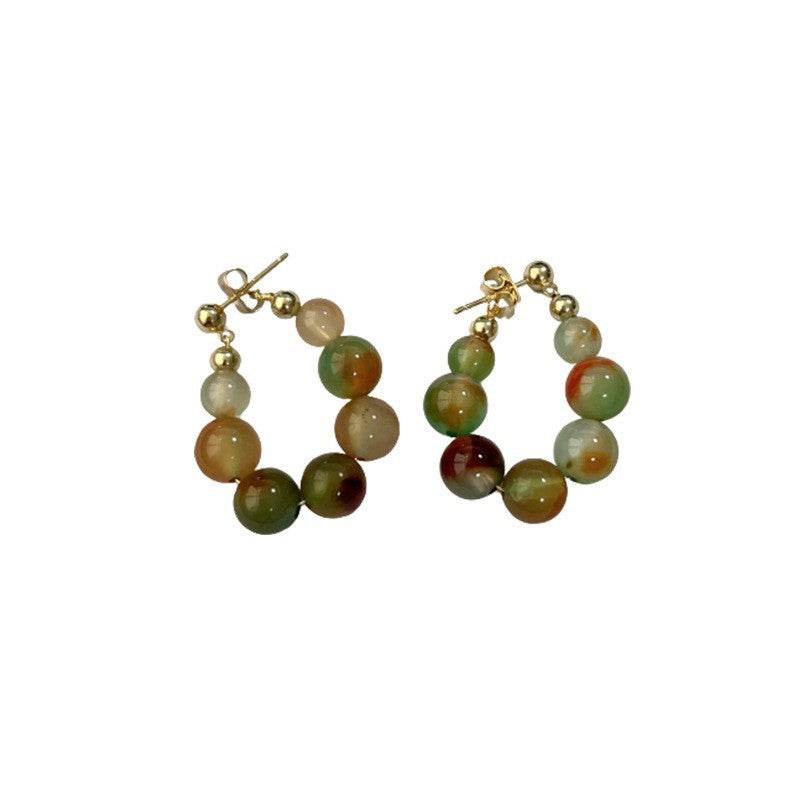 Peacock Agate Jade Beaded Earrings - www.Shopthatapp.com