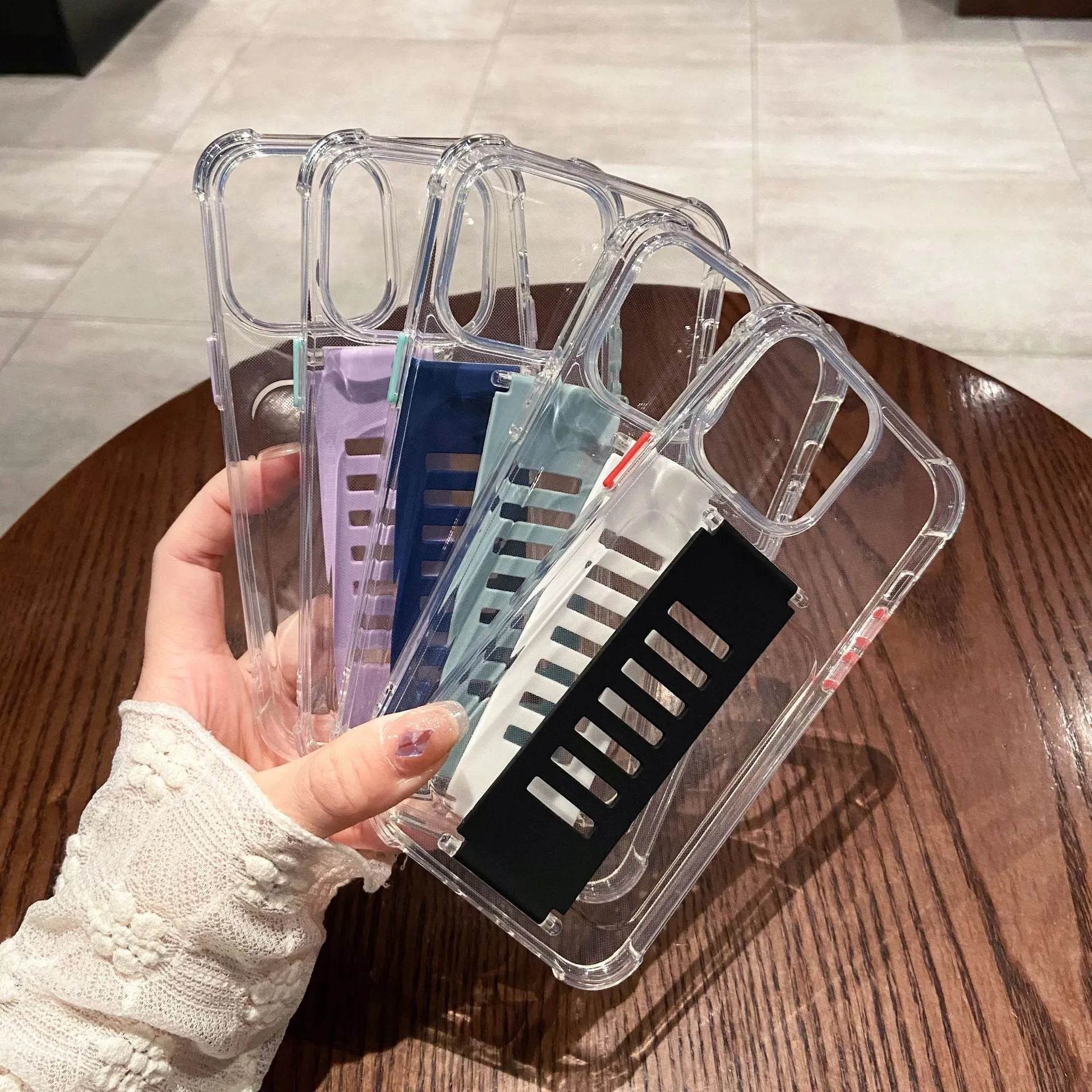 Transparent Case Wrist Strap Bracket Non-slip Phone Case - www.Shopthatapp.com