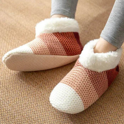 Women's Color-matching Knitted Plush Floor Socks Home Indoor Warm Non-slip Carpet Socks Winter Fashion - www.Shopthatapp.com