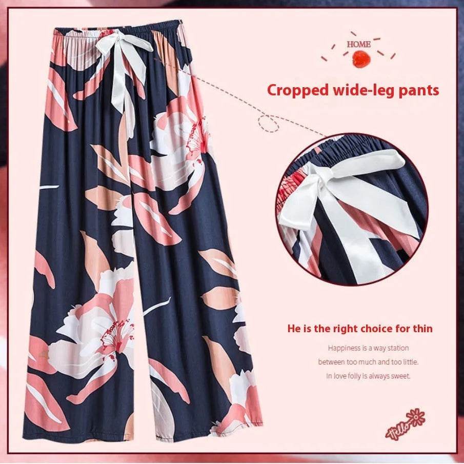 Cotton Silk Pajama Lounge trouser Pants Summer Women - www.Shopthatapp.com