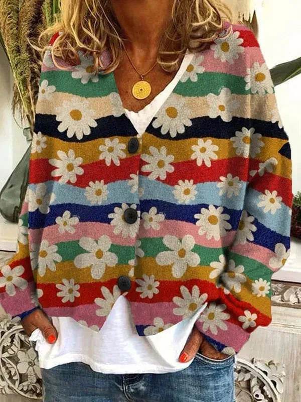 Christmas Abstract Printing Casual Cloak Coat Cardigan Sweater - www.Shopthatapp.com