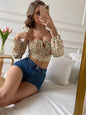 New Spring Summer Boho floral Long sleeve Crop tank top women - www.Shopthatapp.com