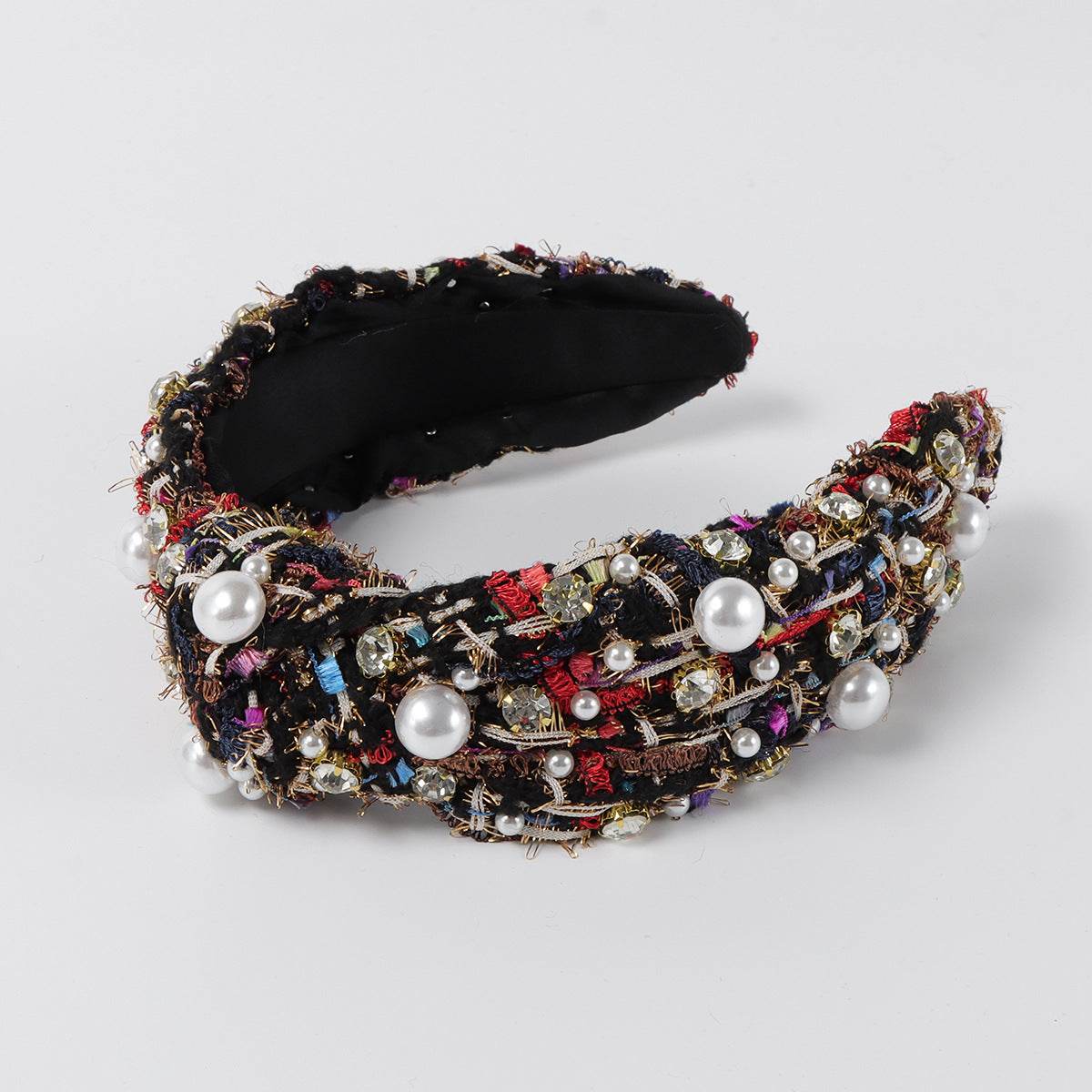 Vintage Fabric Rhinestone Pearl Headband - www.Shopthatapp.com
