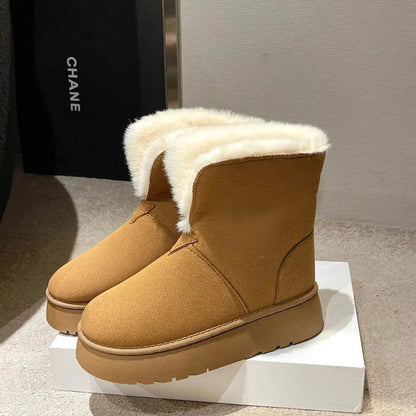 Winter Warm Snow Boots New Fashion Foldable Fleece Cotton Shoes For Women Plus Velvet And Thickened Plush Ankle Boots - www.Shopthatapp.com