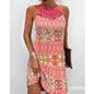 Fashion Print Dress Casual Halterneck Dresses For Women Summer Clothes - www.Shopthatapp.com