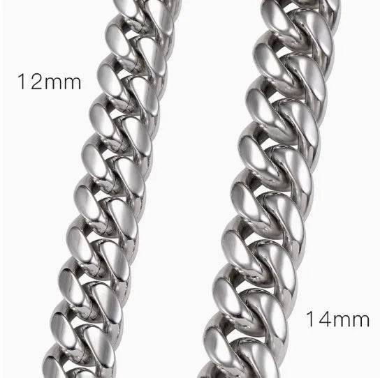 Men's Cuban Link Chain Titanium Steel Silver Bracelet - www.Shopthatapp.com