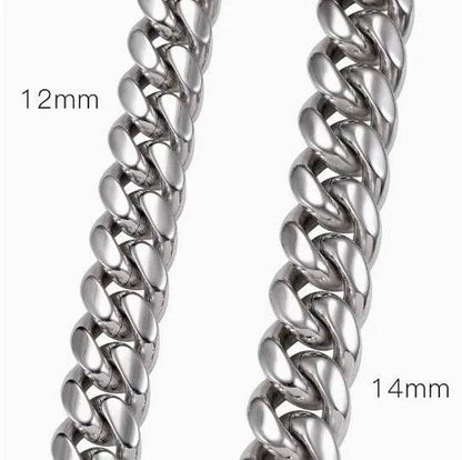 Men's Cuban Link Chain Titanium Steel Silver Bracelet - www.Shopthatapp.com