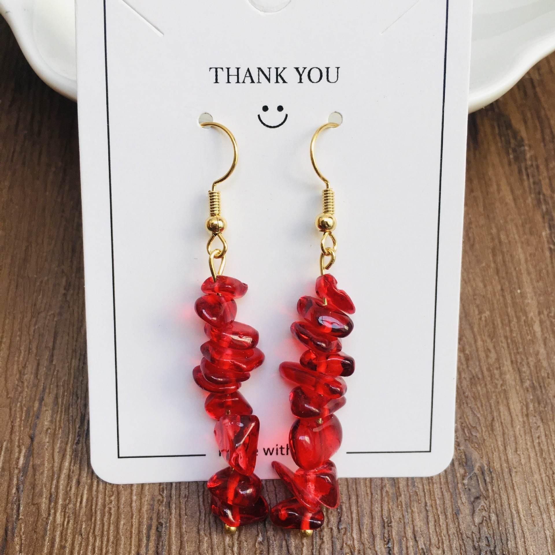 Handmade DIY Natural Crystal Stone Beaded Earrings - www.Shopthatapp.com