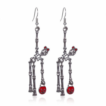 3pcs Halloween Skeleton Earrings And Necklace Set Creative Retro Personality Jewelry Accessories - www.Shopthatapp.com