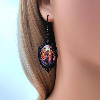 3pcs Vintage Halloween Tree Of Life And Witch Necklace Set With Earrings Alloy Pendant Jewelry - www.Shopthatapp.com