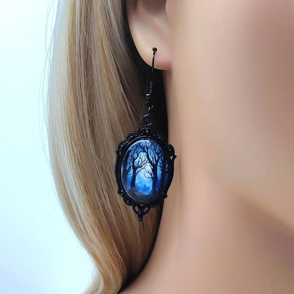 3pcs Vintage Halloween Tree Of Life And Witch Necklace Set With Earrings Alloy Pendant Jewelry - www.Shopthatapp.com