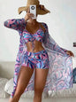 3pcs Pring Bikini With Long Sleeve Cardigan Fashion Summer Beach Swimsuit Women - www.Shopthatapp.com