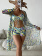 3pcs Pring Bikini With Long Sleeve Cardigan Fashion Summer Beach Swimsuit Women - www.Shopthatapp.com